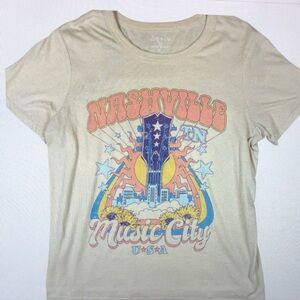 Zoe + Liv Cream Nashville Music City Kids Tee